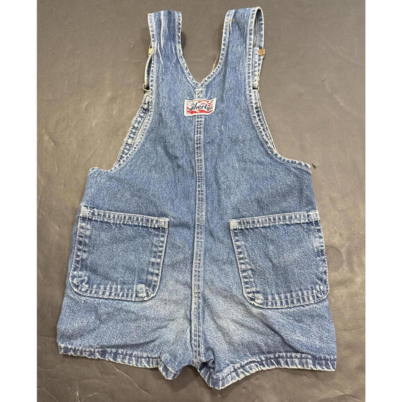 Vintage Liberty Denim Bib Overall Shorts Farm Work Baby Size 2 USA - Picture 2 of 14